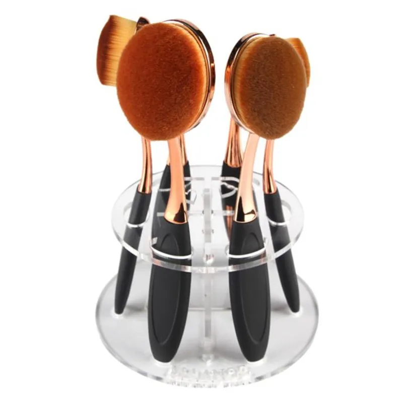 

6 Hole Oval Makeup Brush Holder Drying Rack Organizer Cosmetic Shelf Tool Makeup Brush Storage Holder