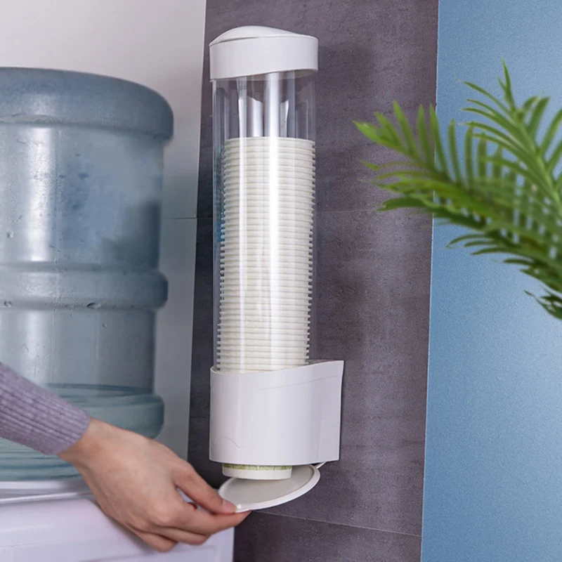 

Wall Mount Paper Cup Dispenser Plastic Cups Holder Disposable Automatic Holder Dustproof Dispenser Drinking Accessory