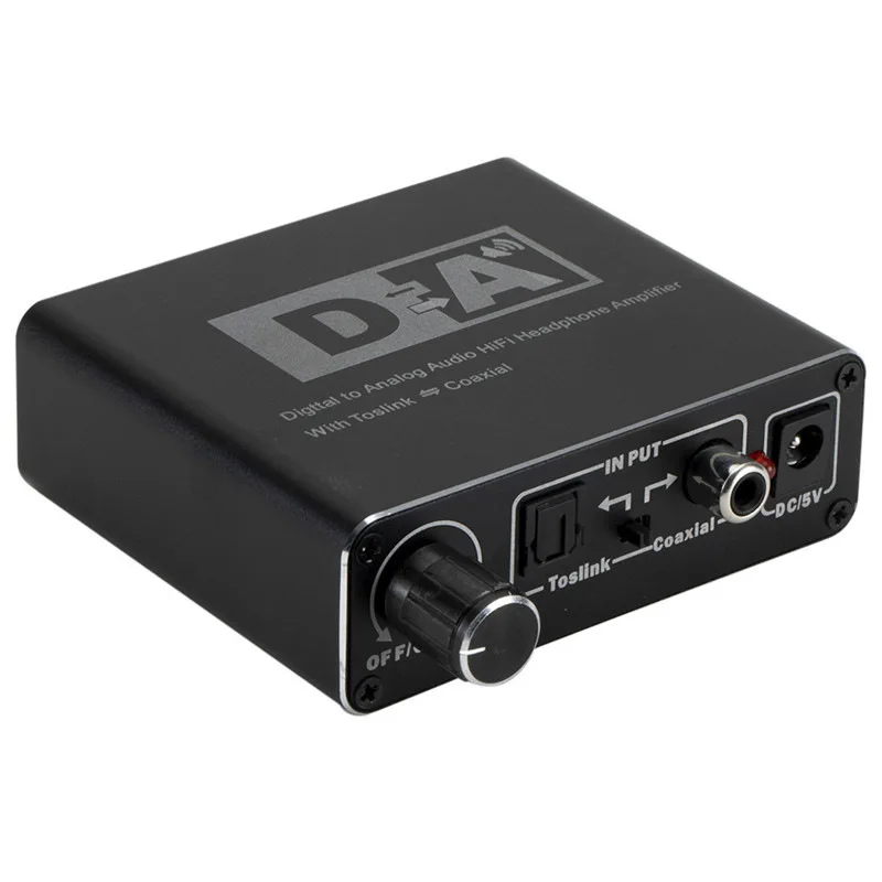 3 5 Jack RCA DAC Spdif Amplifier Decoder 24 Bit Digital to Analog Converter Optical Fiber Coaxial For Headphone With Volume Knob