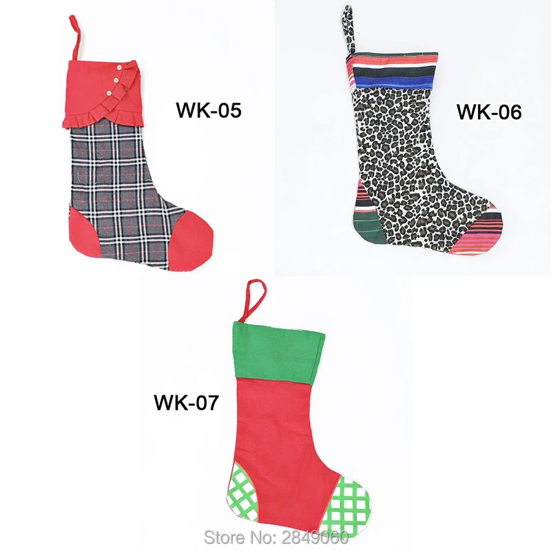 

Personalised Christmas Stocking 4 Styles Santa Socks Canvas Xmas Gift Candy Cane Bag Tree Decoration Kids Stocking Bag 10pcs