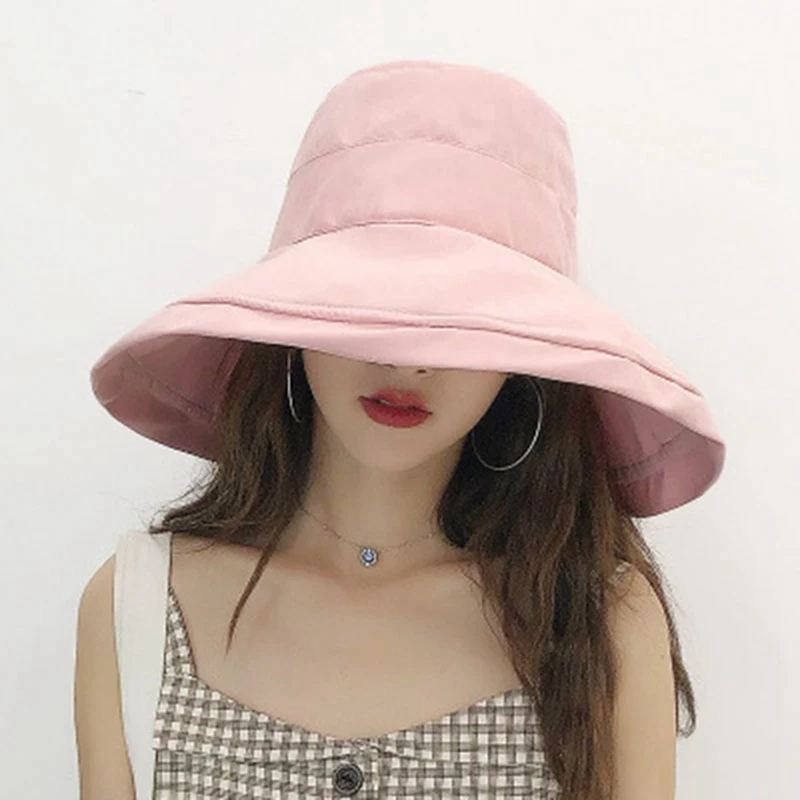Cotton Linen Beach Sun Hat For Women Vacation Summer Panama Foldable Bucket Hat Fisherman Hat - Цвет: PK