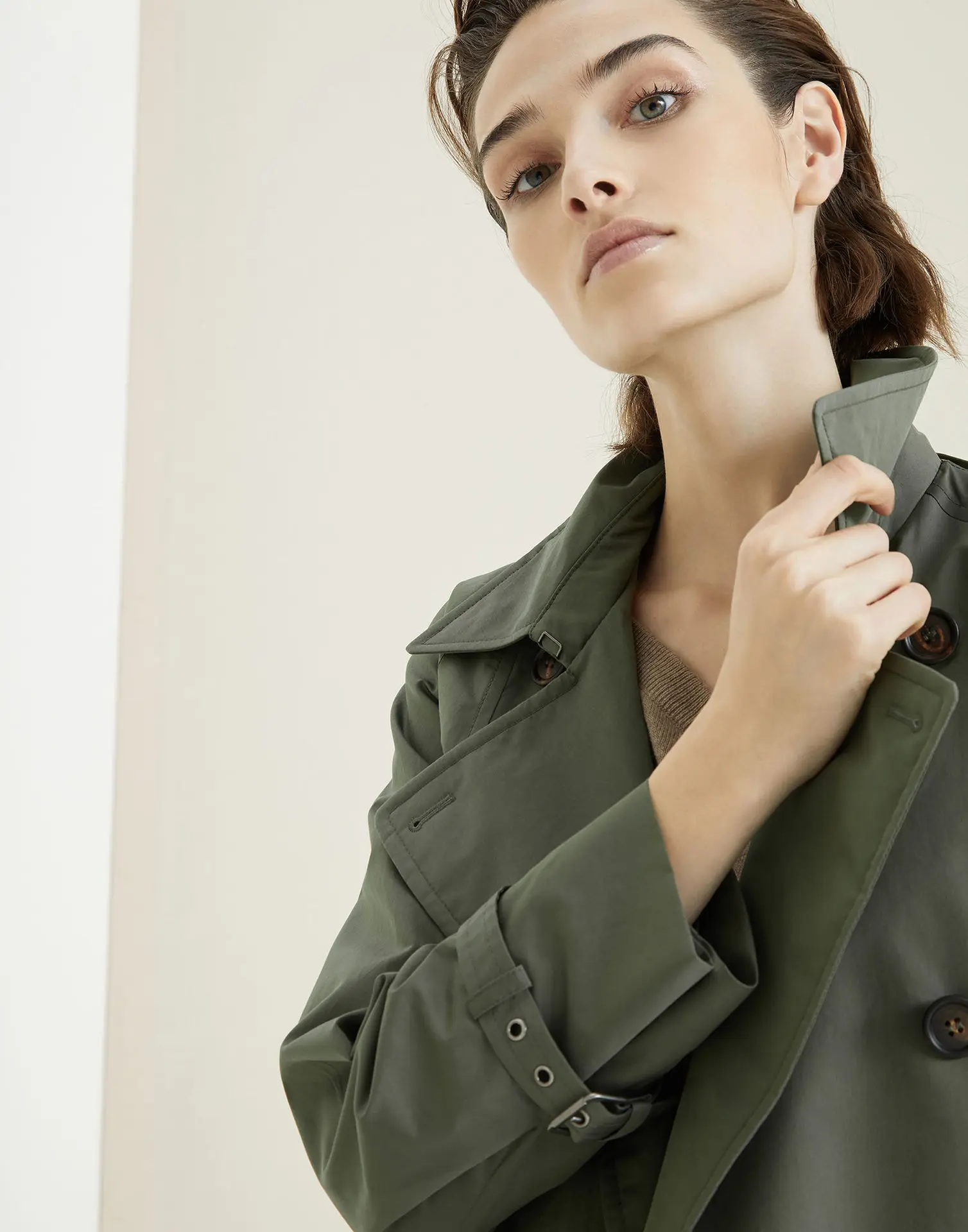 

19 Autumn Loose-Fit Simple Double Breasted Classic Chic of Belt Casual Fashion Mid-length Women Windbreaker Coat