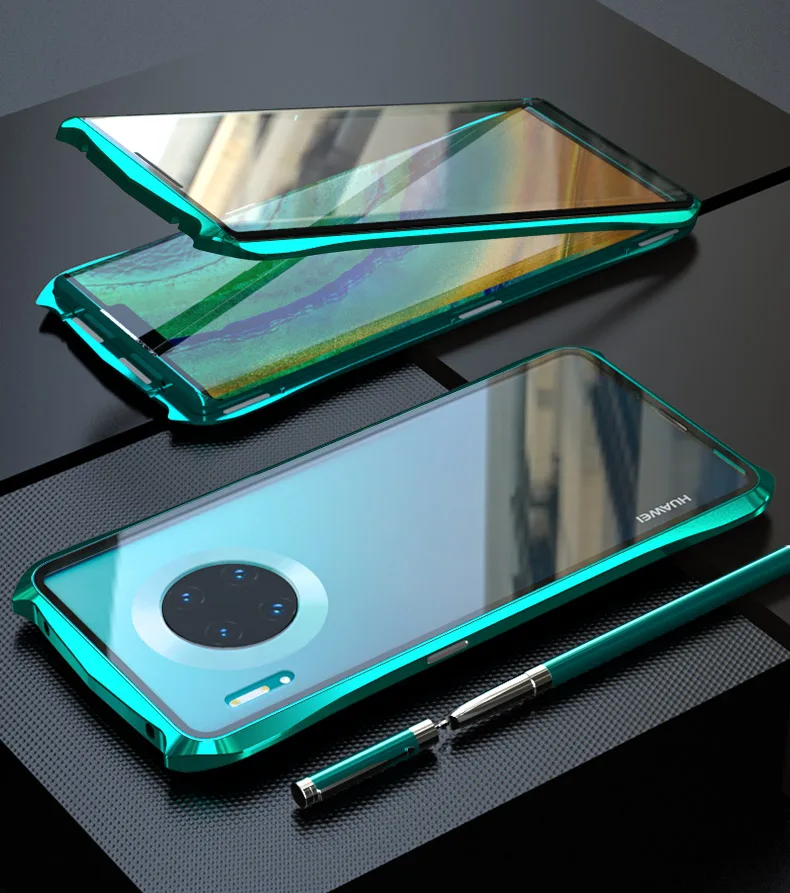 360 Full Protection Magnetic Case For Huawei Mate 30 Pro Glass Case for Mate 30 Metal Bumper Tempered Glass Cover for Nova 5