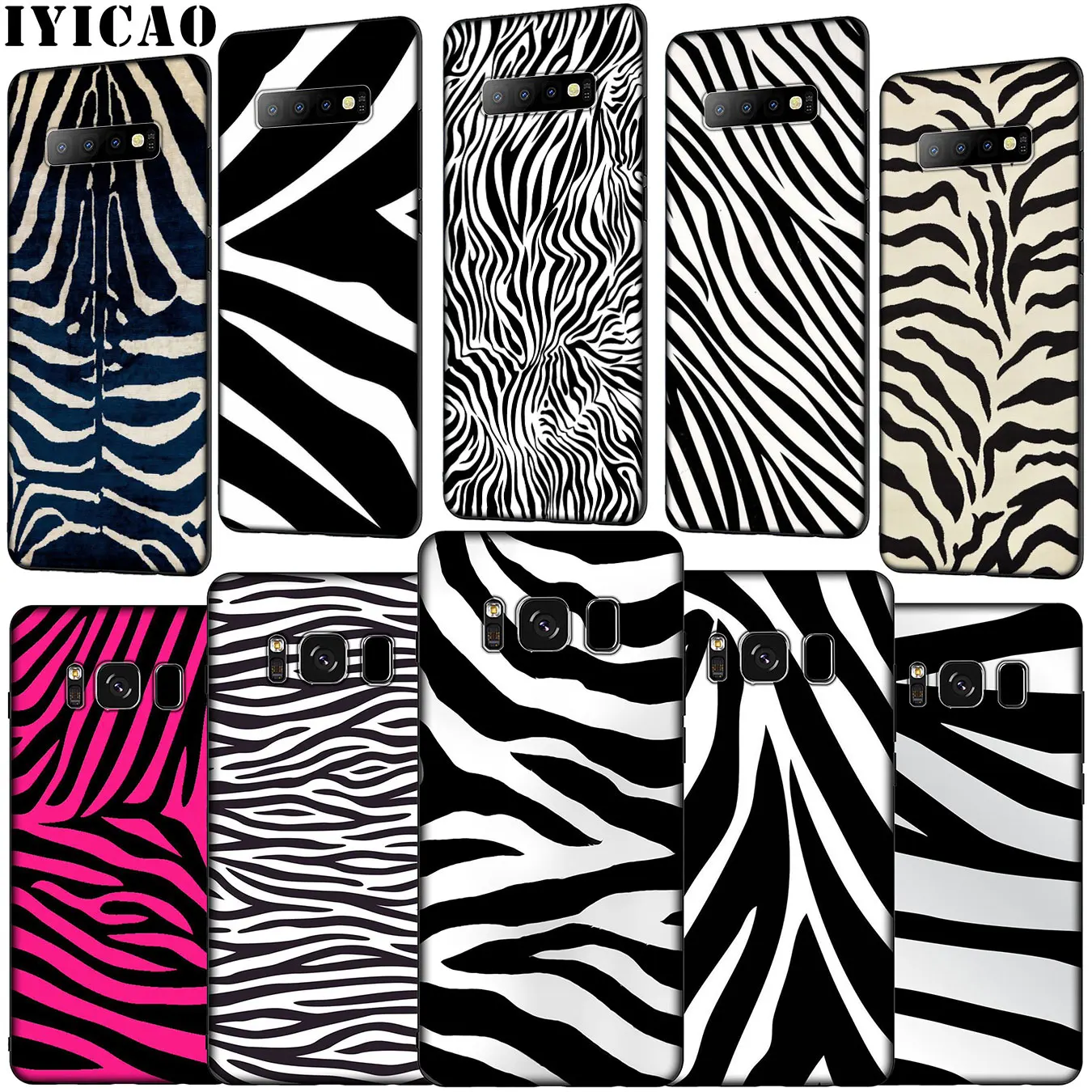 IYICAO zebra stripe Black and white Pattern Soft Phone Case for Samsung Galaxy S20 Ultra S10 Lite S9 S8 Plus S6 S7 Edge S10e |