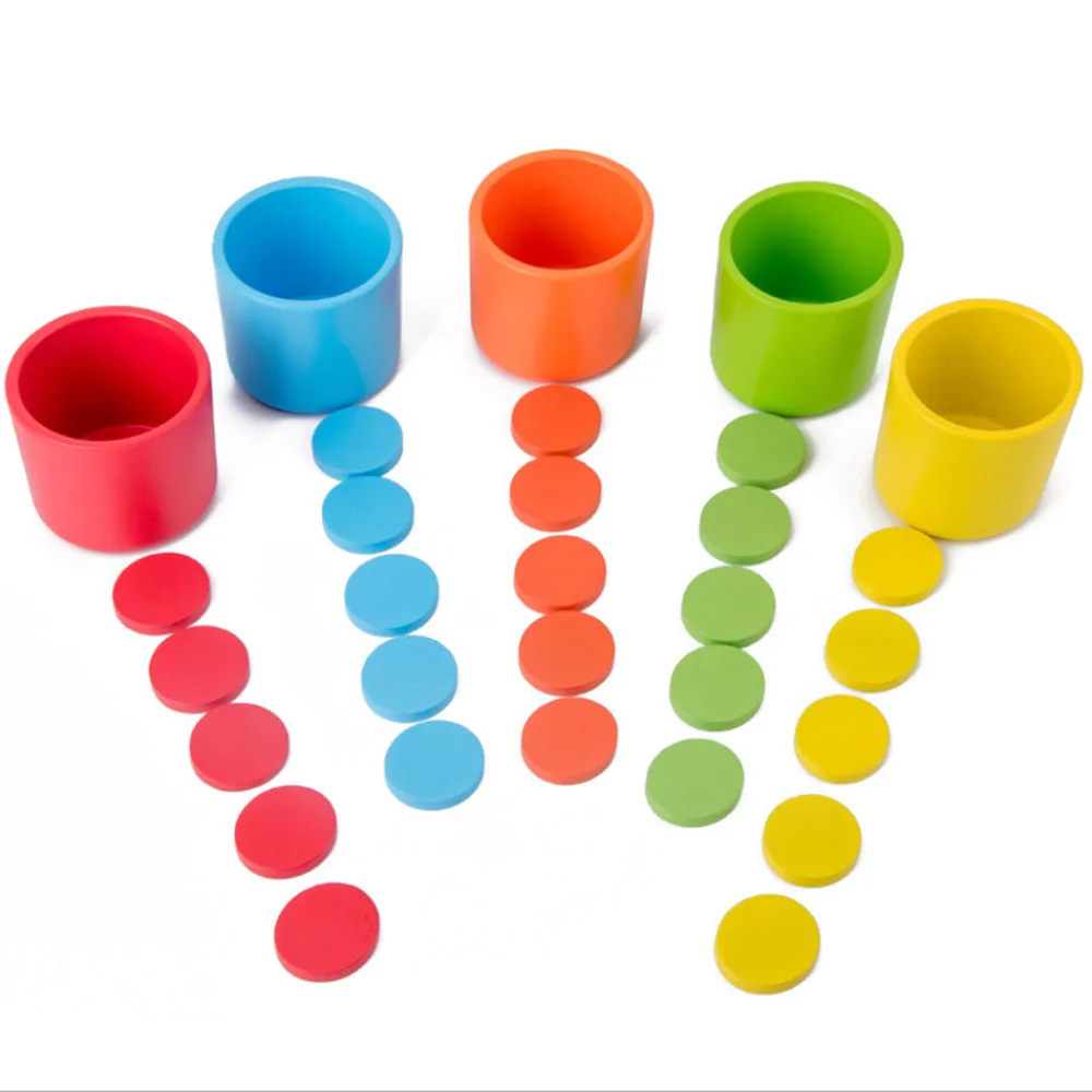 Wooden-Color-Classification-Matching-Cup-Toys Kids Color Early Learning Educational Toy Wooden Toys