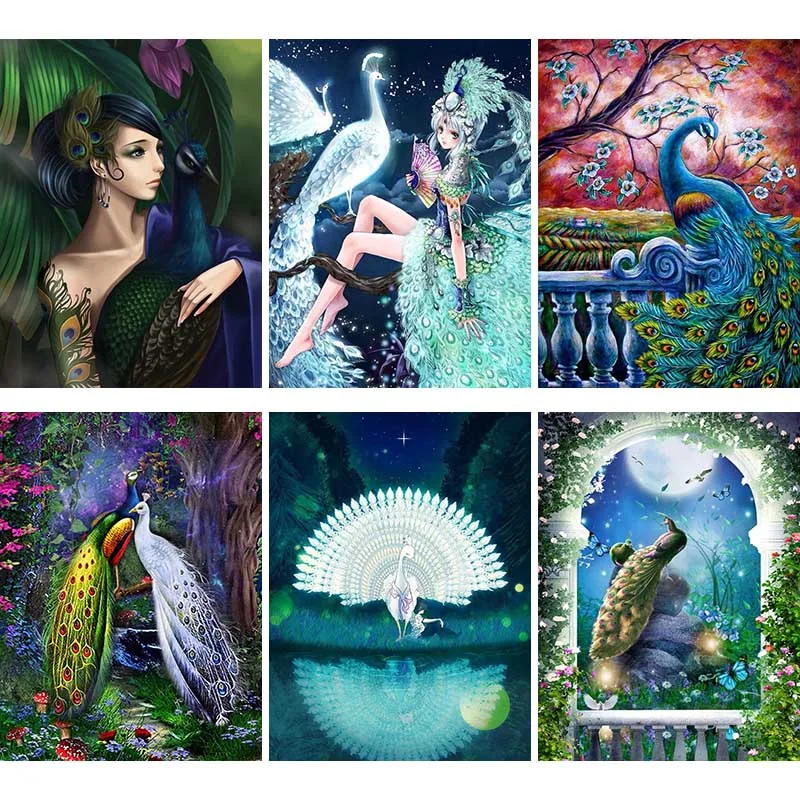 

Full Square 5d Diy Daimond Painting Peacock Animal Diamond Embroidery Girl Scape Plant Rhinestone Manual Home Decor Art Gift B68