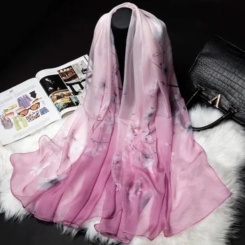 

CJ180110AB New Fashion 100% Silk Scarf Summer Long Shawl, Sunscreen Thin Long Autumn and Winter Scarf