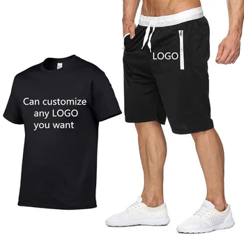 

Mens T shirt Custom Logo Car Anime Funny Print T Shirt Mens Hip hop Cotton Short Sleeve high quality Men T-shirt+pants suit 2pcY