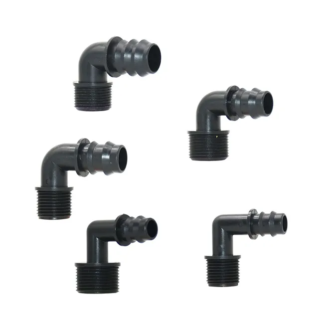 1/2 3/4 Férfi Szál 16 Mm -Ig 20 25 -Es Kerti Tömlő Barb Csatlakozó Könyök 1 "Műanyag Cső Illesztése 5Db