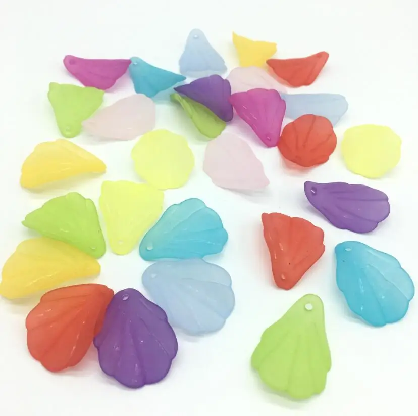 

Acrylic Frosted Flower Leaf Loose Bead Jewelery Findings Headdress/Earrings DIY Beads Accessory 25.5x18mm y1477