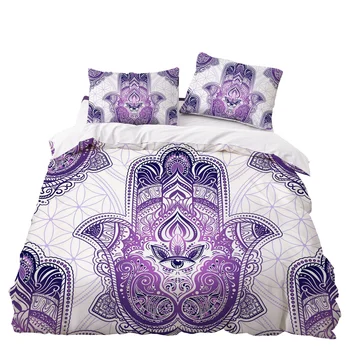 

Purple Bohemian Mandala Bedding Set Bedroom Decor Ethic Bedspread Microfiber Hypoallergenic Zipper 1PC Duvet Cover Pillowcase