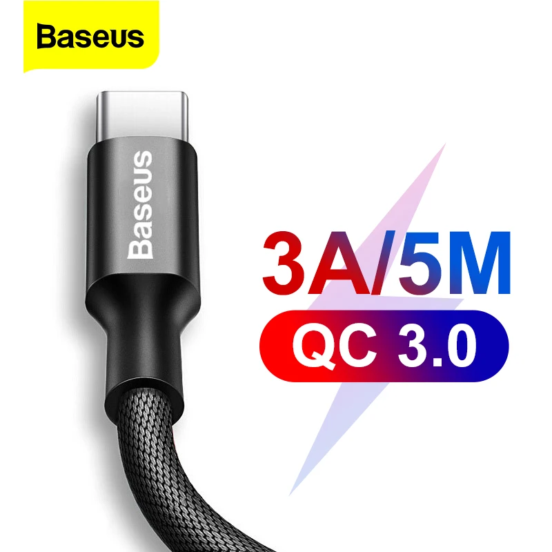 Baseus USB Type C кабель для Samsung S9 Быстрая зарядка зарядный Huawei Mate 20 Pro Xiaomi Mix 3 Oneplus 6 5T
