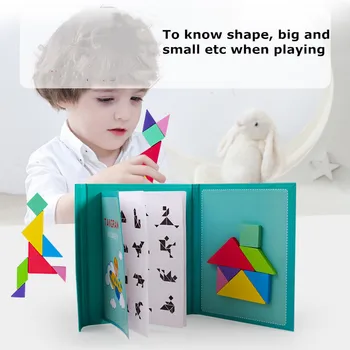 

Kids Magnetic 3D Puzzle Jigsaw Tangram Thinking Training Game Baby Montessori Learning Educational Wooden Toys for Children