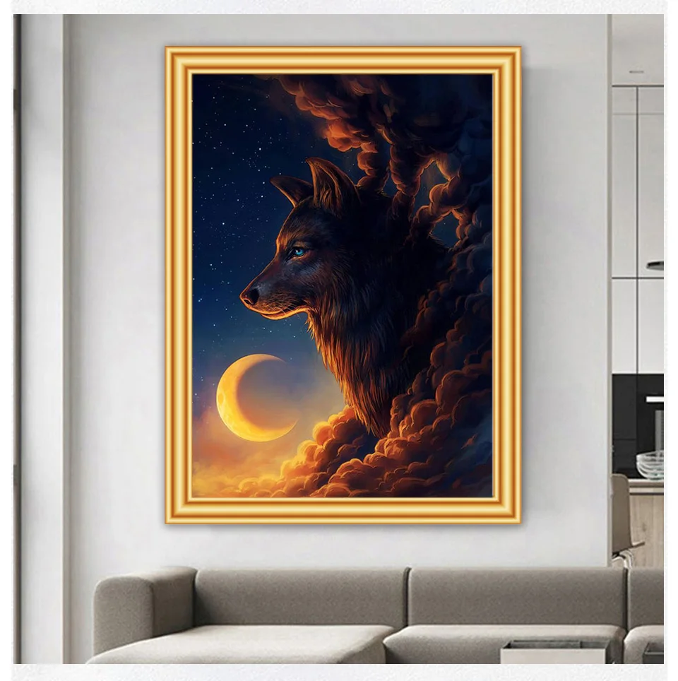 5D DIY Diamond Painting Fantasy Animals Wolf Lion Tiger Cross Stitch Kit Full Drill Square Embroidery Mosaic Art Picture Decor 5D DIY Diamond Painting hot