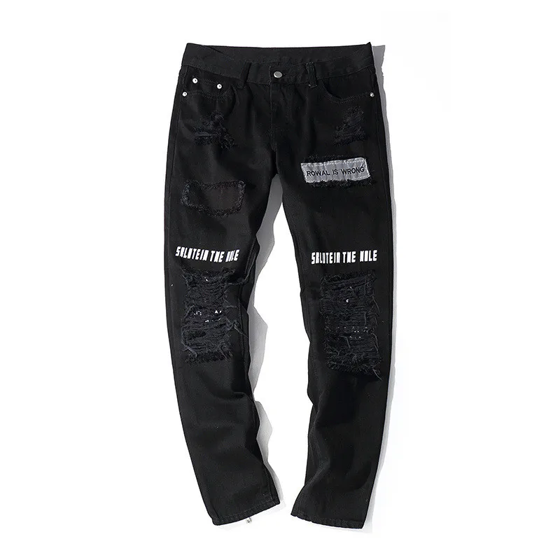 KIMSERE Мода Марка NEW Fashion Hi Street рваные джинсы брюки для девочек с отверстиями человек