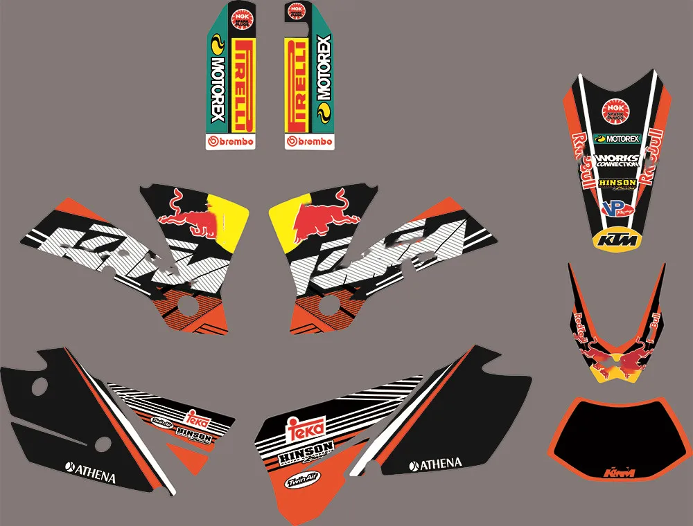 as shown 3M наклейки для KTM SX EXC 2004 бесплатные индивидуальные номера имена блеск для губ графики для KTM SX EXC 125 200 250 300 400 450 525 2004 - Цвет: as shown