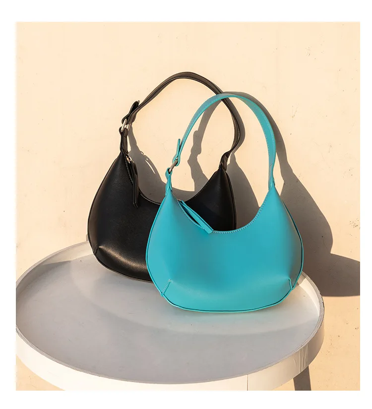 FIRMRANCH Woman's Stylish Solid Color Half Moon Design Sweet Macaron High Quality Daily Date Casual Shoulder Orange Armpit Bag