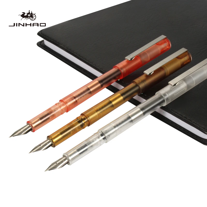 1 шт. JINHAO 991 перьевая ручка из нержавеющей стали 0 5 мм матовая прозрачная цветная