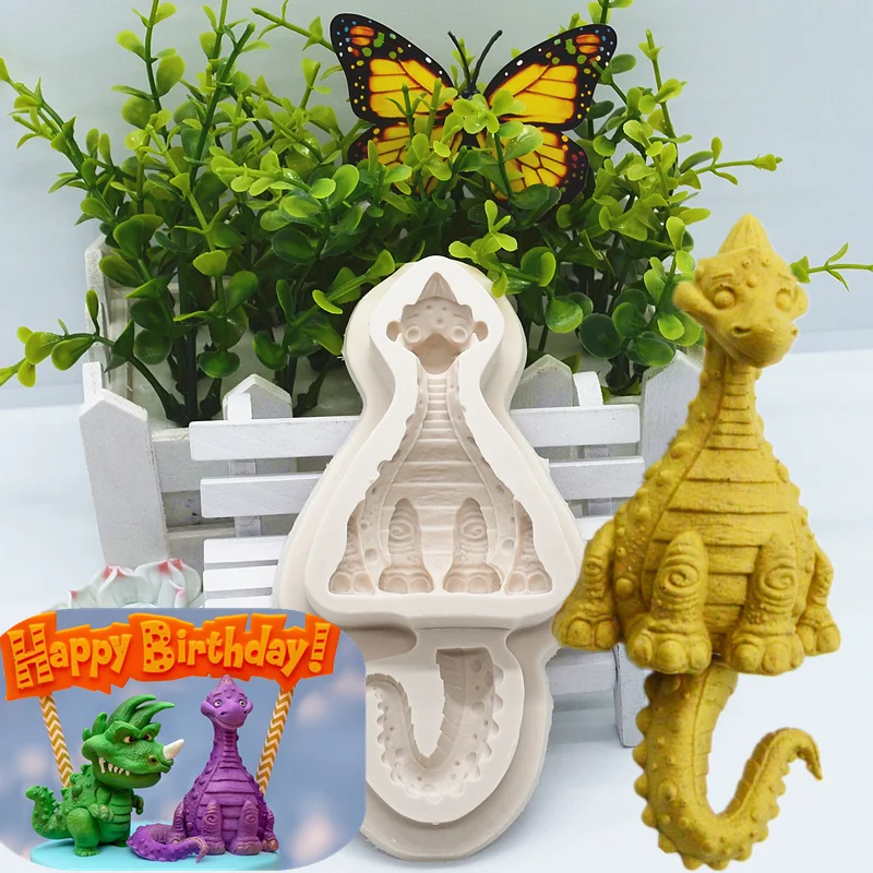 

Long Tail Dinosaur Silicone Mold Kitchen Resin Baking Tool DIY Pastry Cake Fondant Moulds Dessert Chocolate Lace Decoration