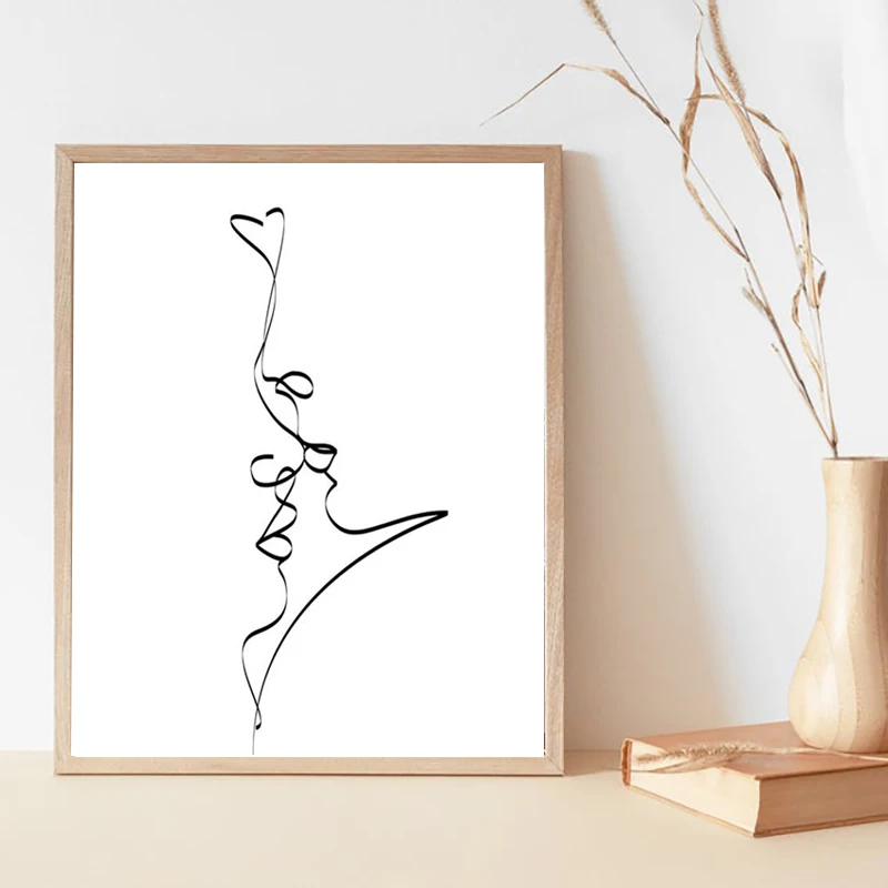 Abstract-Couple-Kiss-Single-Line-Drawing-Print-Love-Black-White-Poster-Romantic-Gifts-Bedroom-Wall-Art (4)