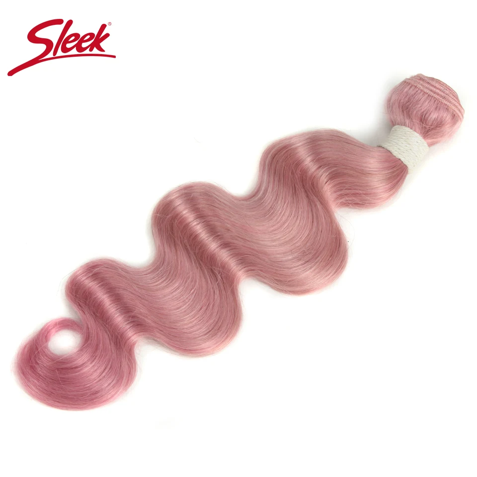 Гладкие красочные волосы Омбре пряди TT1B/фиолетовый цвет 3 пряди с закрытием девственные бразильские человеческие волосы волнистые волосы remy - Цвет: Pink