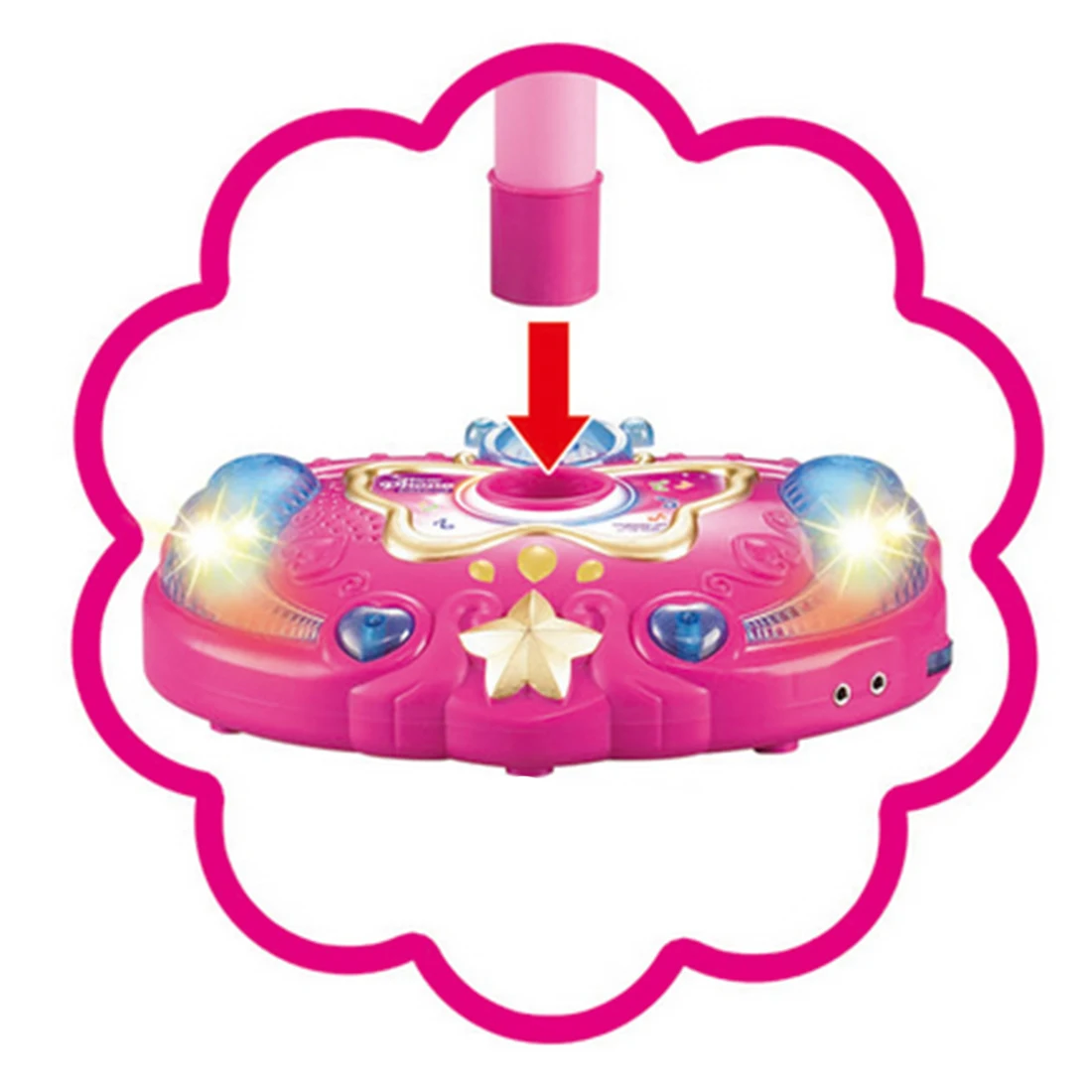 Musical com Efeito de Luz Venda Quente Crianças Meninas Karaoke Suporte Ajustável Microfone Música Brinquedo Instrumento Presente Natal 4 Venda quente crianças meninas karaoke suporte ajustável