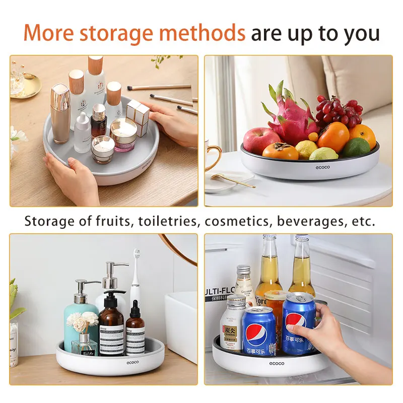 360° Rotating Spice Rack Organizer Seasoning Holder Kitchen Storage Tray Lazy Susans Home Supplies for Bathroom, Cabinets