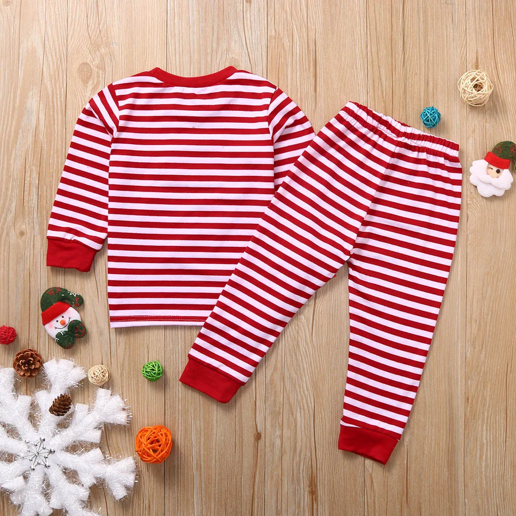 Рождественские клетчатые топы с Сантой для маленьких мальчиков и девочек+ штаны, пижамы, одежда для сна, рождественские вечерние комплекты одежды для маленьких девочек