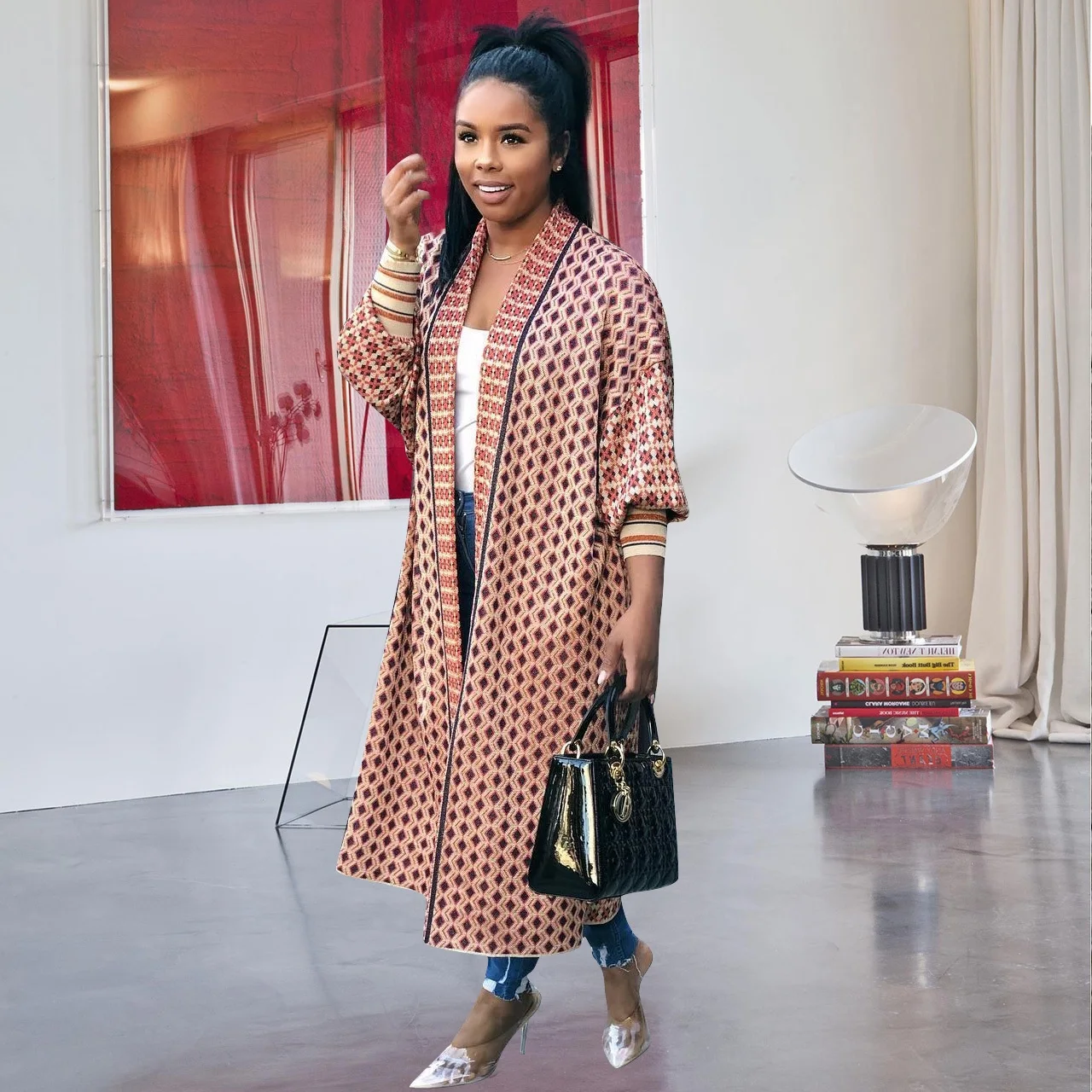 MEQ319-1Hot, распродажа, женское леопардовое модное пальто средней длины, повседневное, простое, дикое, тонкое, с круглым вырезом, длинный рукав, кардиган, Тренч