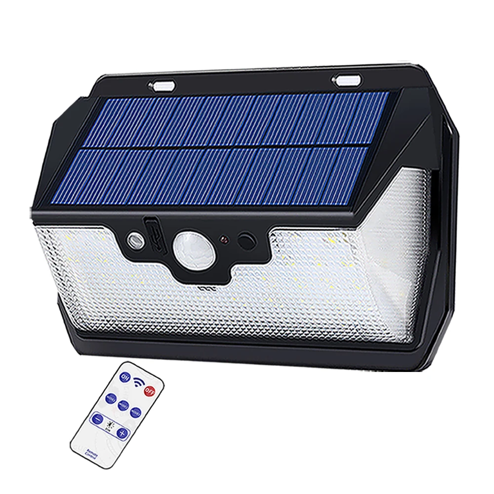 

55 LED 900lm Solar Light remote control radar smart 3 side lighting Waterproof engergy savin IP camp street wall lamp yard c