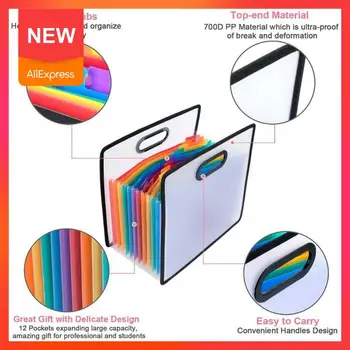 

Accordion Expanding File Folder A4 Paper Filing Waterproof bag Portable Organizer 12 Receipt Rainbow document Pockets Colou J8Y1