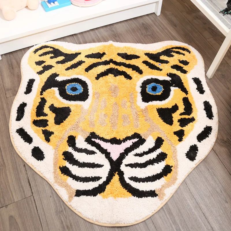 

tiger printed Rug Cow Leopard Tiger Printed Cowhide faux skin leather 80x80cm Animal print Carpet for child home decoration