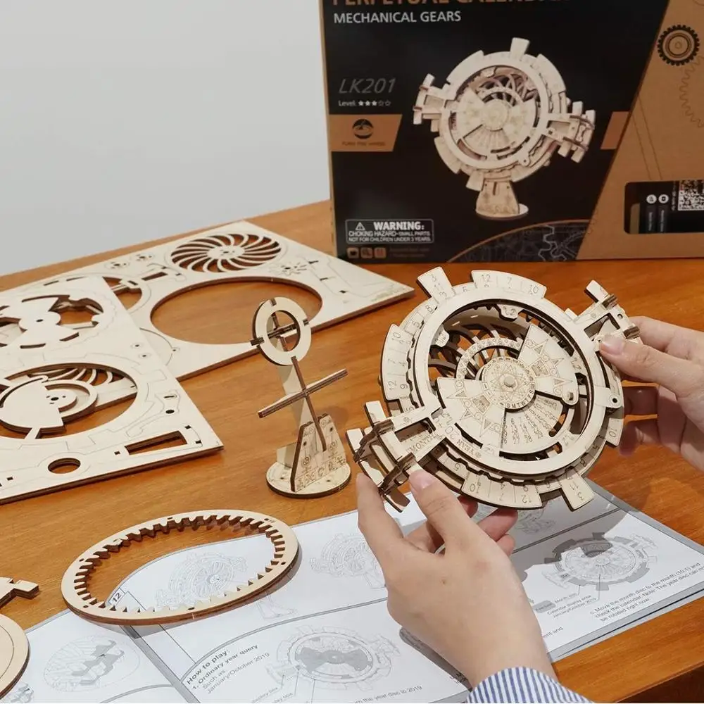 Robotime креативный DIY вечный календарь деревянная модель строительные наборы