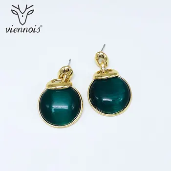 

Viennois Green & Gold 3 Color Dangle Earrings For Women Wedding Opal Stone Earrings Fashion Jewelry 2019