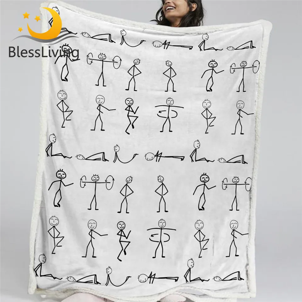 

BlessLiving Sports Blankets For Beds Fitness Silhouettes Throw Blanket Swimming Sherpa Blanket for Teens Funny Cobertor Dropship