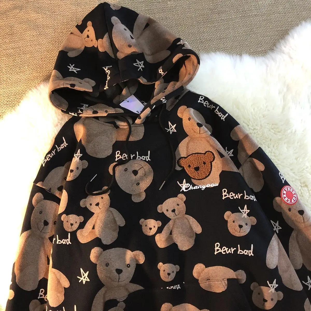 De dibujos animados bonita Sudadera con capucha, para mujer sudadera con estampado de Panda Tops gótico con capucha de manga larga Mujer Harajuku suelto Casual 2020 ropa de mujer