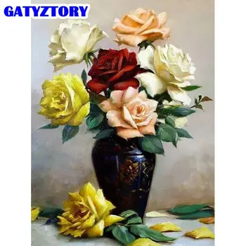 

GATYZTORY Painting By Numbers For Adults Unique DIY Gift Framed Flower Paints Acrylic Pigment Bedroom Wall Art Decor Picture