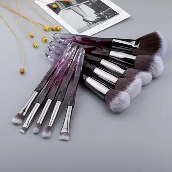 

10Pcs Crystal Makeup Brushes Set Powder Foundation Fan Brush Eye Shadow Eyebrow Professional Blush Makeup Brush Tools