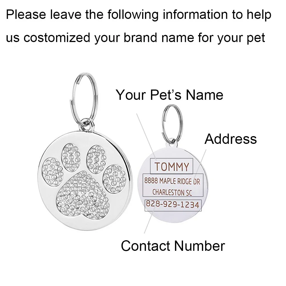 Pet Id Tags Personalized Address Tags For Dogs Cats Name Pet Id Collars