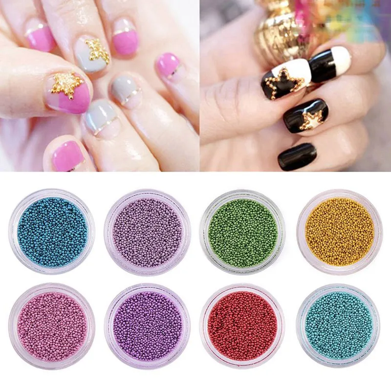 

Crystal Glass Caviar Beads Glitter Rhinestones for Nails Design Nail Art Decoration Tiny 3D Micro Beads Ball 9 Colors