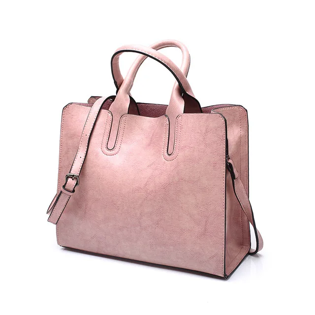 Кожаные сумки для женщин, большие сумки с верхней ручкой, женские ручные сумки, женская сумка-тоут, женская сумка на плечо, черная сумка-клатч, женская сумка - Цвет: pink