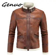 Genuo2019 Русский стиль, зимние мужские меховые пальто из искусственного меха, толстое бархатное Мужское пальто, уличная одежда, мужские кожаные куртки из искусственного меха, бархатные