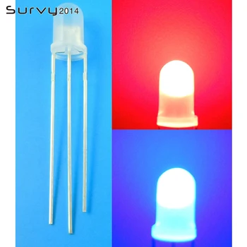 

50PCS F5 LED light 5mm Dual colour Red-Blue/Red-Green Milk White 3pin Common Anode/Cathode diy electronics