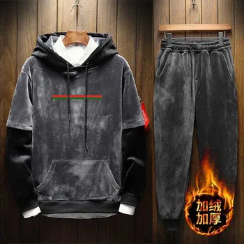 

Men's Velour Velvet Sport Sweatshirt Tracksuit Track Suit Outwear 2PC Jacket Coat Pants Trousers Sets Outfits Print