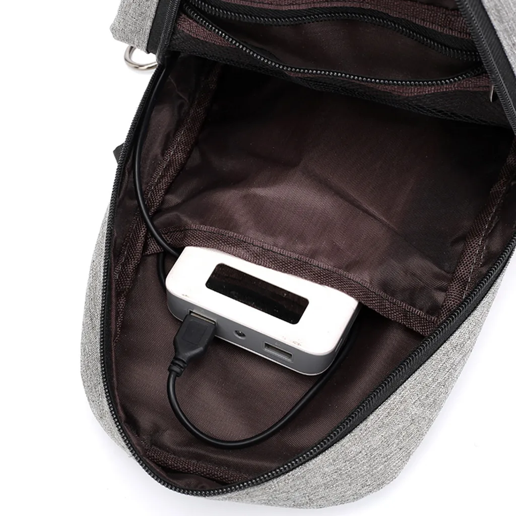 Мужская нагрудная сумка с несколькими карманами USB, одноцветная сумка через плечо, оксфордская сумка через плечо, мужские многофункциональные уличные сумки через плечо