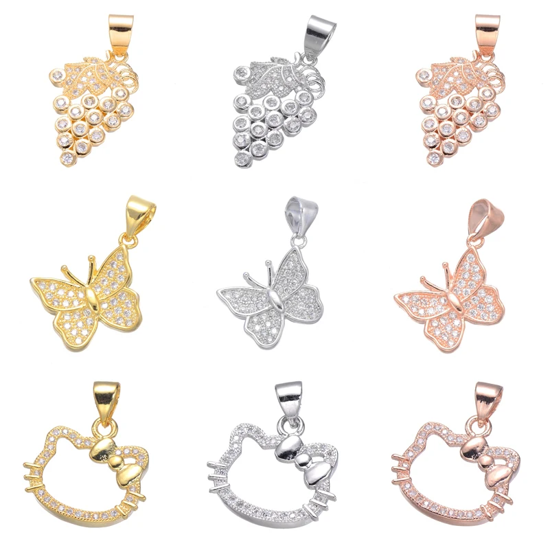 

Juya DIY Fashion Jewelry Making Material Handmade Gold/Silver/Rose Gold Butterfly Cat Fishe Star Fruit Grape Charms Supplies