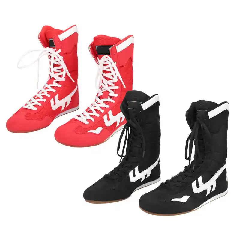 Professional Wrestling Shoes Non-Slip Imitation Tendon Sole Boxing Shoes High-top Ankle Martial Arts Taekwondo