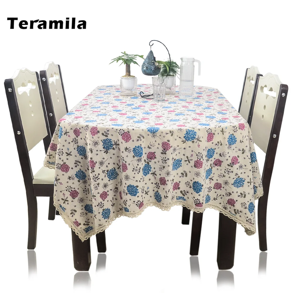 

Teramila Dandelion Pattern Lace Side Dining Table Cover Rectangular Square Cotton Linen Table Cloths Home Party Mantel Wedding