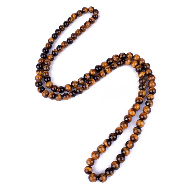 Fashion Tiger Eye Stone Beaded Necklaces Men Meditation Yoga Natural Stone Necklaces