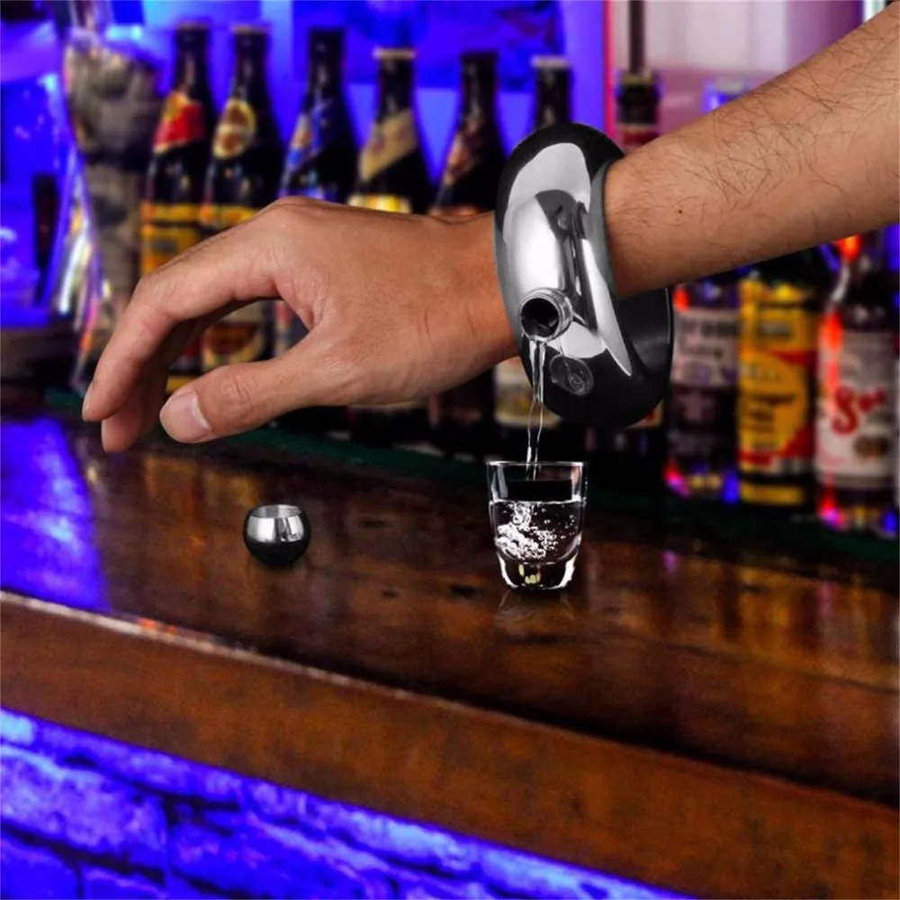 

3.5oz/100ML Stainless Steel Jug Bracelet Unique Alcohol Hip Flask Funnel Bangle Delicate Whisky Bracelet Luxury Drinkwar New